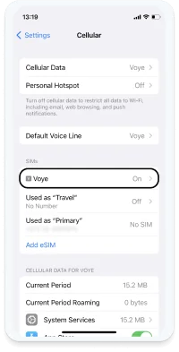 eSIM added confirmation