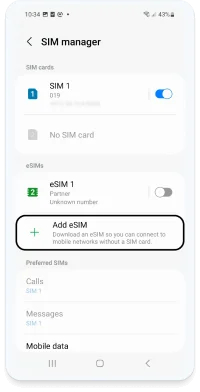 Android Add eSIM